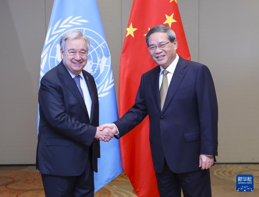 李强会见联合国秘书长古特雷斯