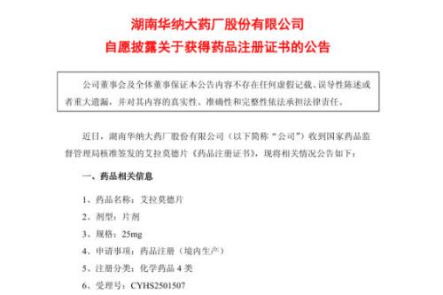 华纳药厂艾拉莫德片获批，持续拓展新治疗领域